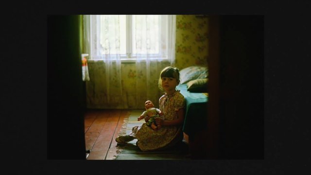 Video Reference: girl, child, doll, bedroom, interior, window, curtains, floor, bed, indoor, home, portrait, quiet, dim light
