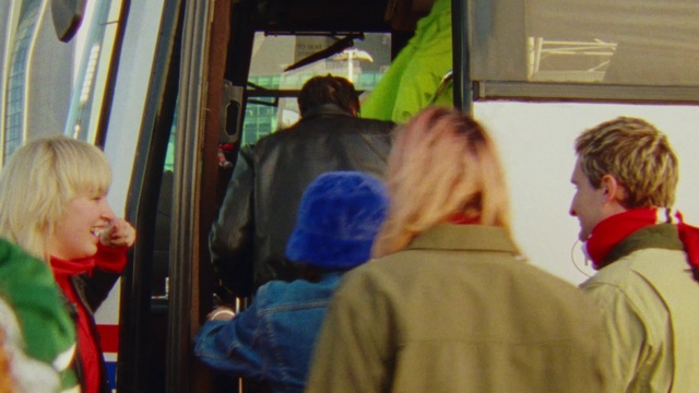 Video Reference: Outerwear, Organ, Vehicle, Jacket, Fun, Event, Public transport, Leisure, T-shirt, Passenger