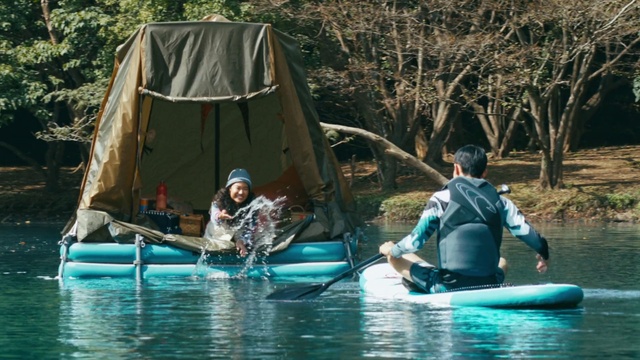 Video Reference: Water, Boat, Water resources, Tent, Vertebrate, Paddle, Sports equipment, Boats and boating--Equipment and supplies, Nature, Watercraft