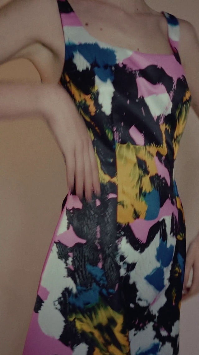 Video Reference: Outerwear, Shoulder, Camouflage, Neck, Dress, Sleeve, Waist, Thigh, T-shirt, Pink