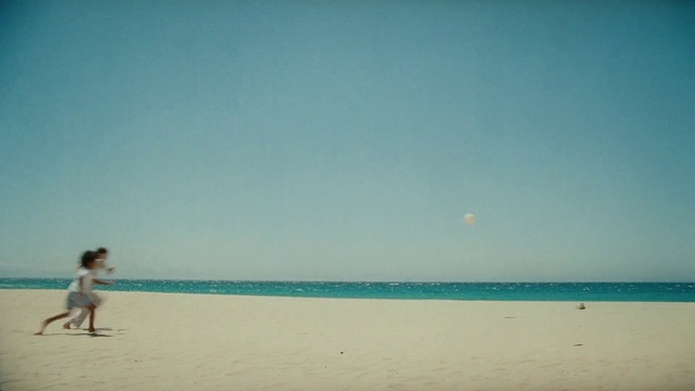 Video Reference: Water, Sky, Cloud, Blue, People on beach, Fluid, Beach, Coastal and oceanic landforms, Happy, Horizon