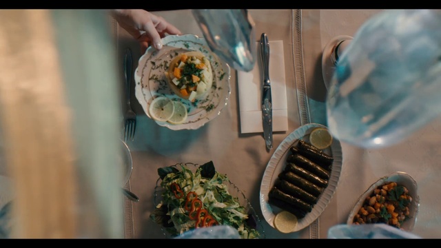 Video Reference: Tableware, Dishware, Kitchen utensil, Table, Chair, Eyewear, Plate, Cuisine, Cutlery, Recipe