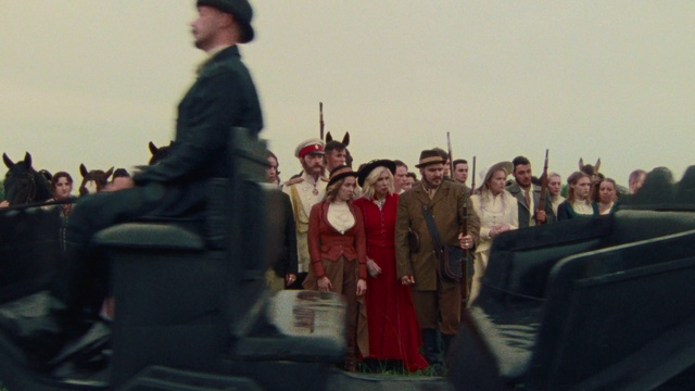 Video Reference: Coat, Sky, Suit, Flag, Crowd, Event, Uniform, Vintage clothing, Pole, Formal wear
