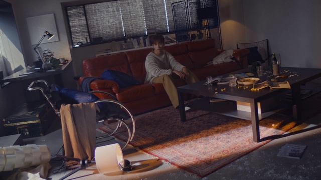 Video Reference: Comfort, Couch, Lighting, Interior design, Living room, Table, Floor, Flooring, Lamp, Window blind
