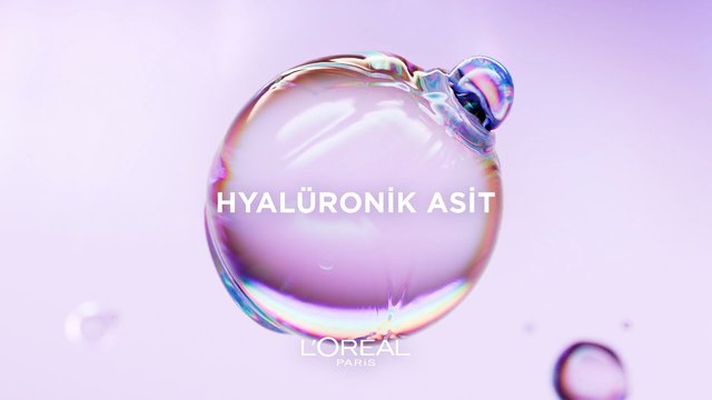 Video Reference: droplet, liquid, abstract, pastel, cosmetic, skincare, hyaluronic acid, beauty, advertisement, macro, translucent, glossy, minimal, purple, branding, text
