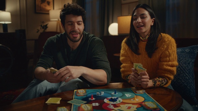 Video Reference: Hand, Jeans, Table, Smile, Tableware, Organ, Human, Interaction, Fun, Sharing