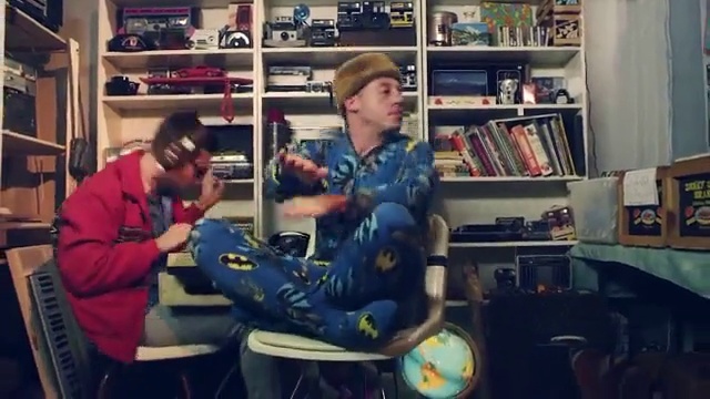 Video Reference: Jeans, Shoe, Arm, Shelf, Shirt, Shelving, Chair, T-shirt, Publication, Bookcase