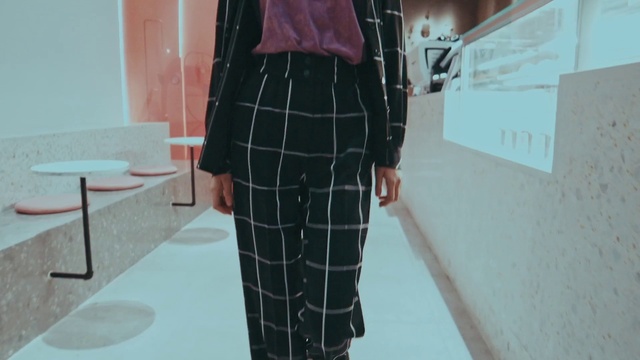 Video Reference: Joint, Shoulder, Tartan, Dress shirt, Fashion, Neck, Waist, Sleeve, Street fashion, Standing