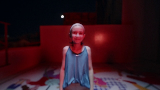 Video Reference: Entertainment, Performing arts, Magenta, Flooring, Fun, Electric blue, Fashion design, Event, T-shirt, Symmetry