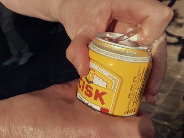 Video Reference: Hand, Tin, Aluminum can, Finger, Drink, Tin can, Ingredient, Thumb, Nail, Metal