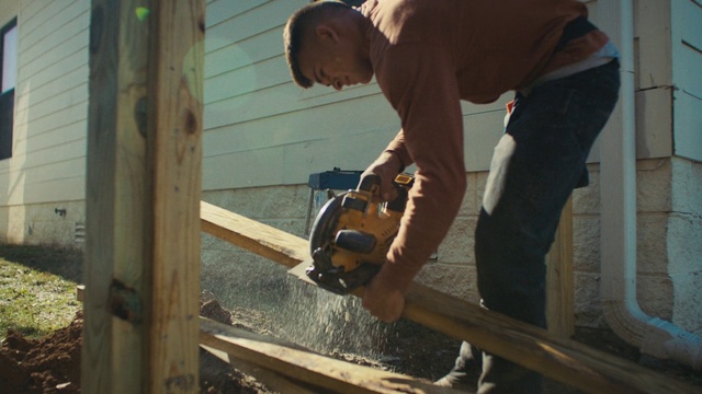 Video Reference: Tradesman, Carpenter, Wood, Pneumatic tool, Ironworker, Flooring, Elbow, Construction worker, Hardwood, Wood stain