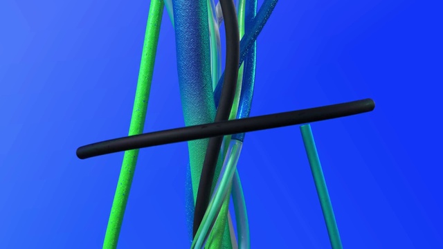 Video Reference: Blue, Plant, Terrestrial plant, Sky, Electric blue, Art, Pole, Grass, Symmetry, Public utility
