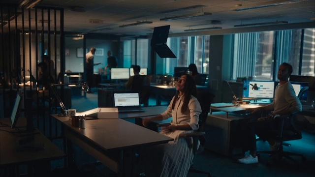 Video Reference: Table, Furniture, Desk, Building, Chair, Technology, Event, Computer, Job, Computer monitor