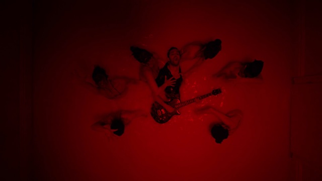 Video Reference: Plant, Guitar, Art, Petal, Sky, Font, Tints and shades, Magenta, Musical instrument, Event