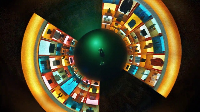 Video Reference: Colorfulness, Circle, Symmetry, Tints and shades, Technology, Space, Ceiling, Art, Glass, Recreation