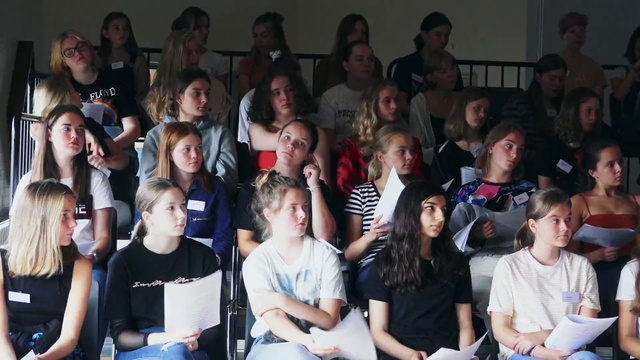 Video Reference: T-shirt, Crowd, Leisure, Event, Fun, Team, Audience, Room, Chair