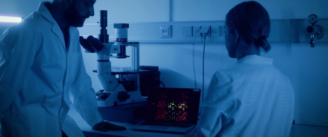 Video Reference: Medical equipment, Medical, Research, Scientific instrument, Laboratory, Safety glove, Laboratory equipment, Microscope, Laptop, Scientist