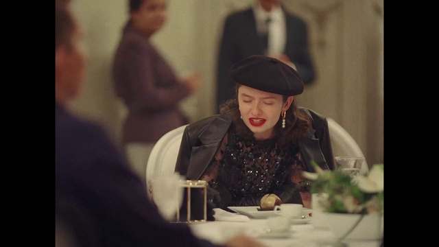 Video Reference: Tableware, Flash photography, Happy, Tie, Event, Hat, Table, Sitting, Fashion design, Drinkware