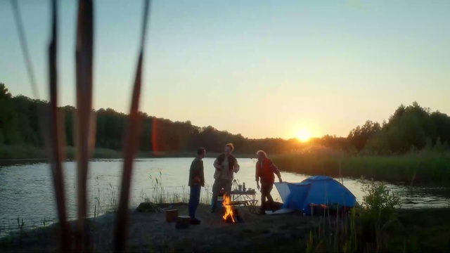 Video Reference: Water, Sky, Plant, Tent, Sunset, Sunlight, Tree, Lake, Sunrise, People in nature