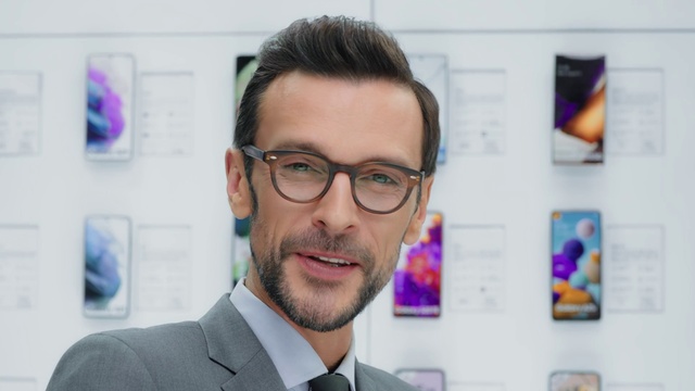 Video Reference: Forehead, Glasses, Vision care, Eyebrow, Smile, Beard, Product, Eyewear, Human, Jaw