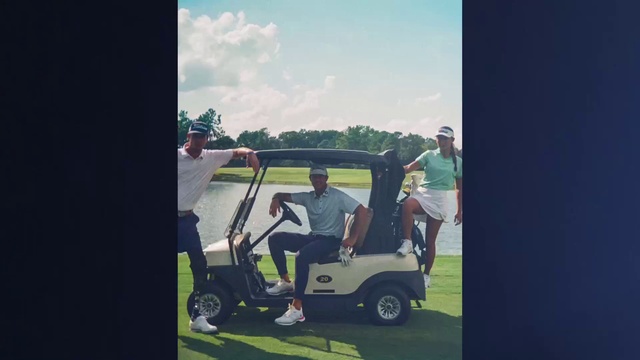 Video Reference: Golf cart, Tire, Golf, Sky, Wheel, Golf equipment, Vehicle, Cloud, Golfer, Golf club