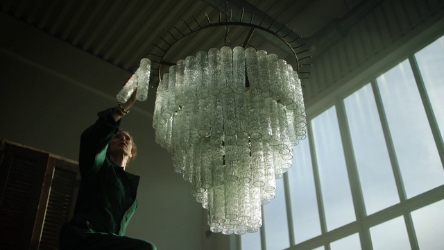 Video Reference: Textile, Flash photography, Line, Wall, Tints and shades, Shade, Ceiling, Art, Design, Glass