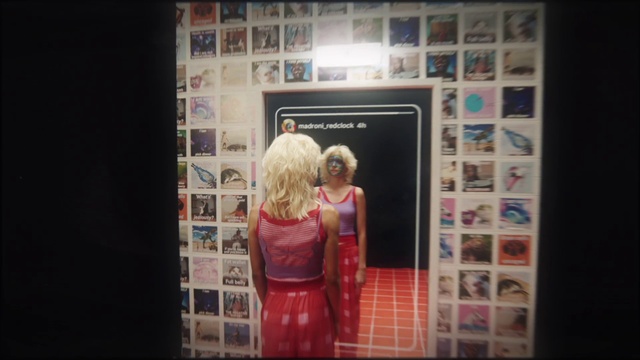 Video Reference: Sleeve, Fashion design, Font, Rectangle, Event, One-piece garment, Pattern, Magenta, Art, Eyewear