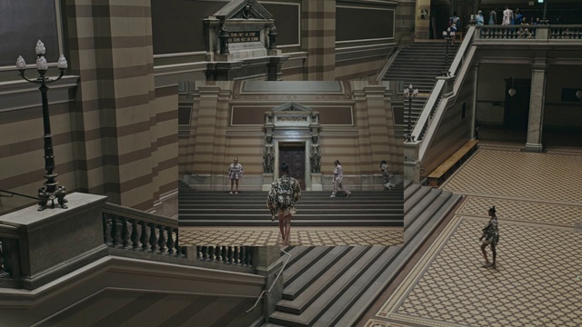 Video Reference: Stairs, Wood, Symmetry, Flooring, Facade, City, Building, Urban design, Handrail, Ceiling