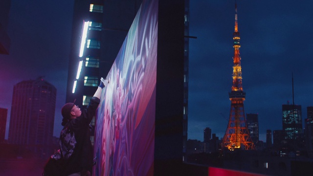 Video Reference: Building, Skyscraper, Light, Tower, Purple, Electricity, Sky, Red, Tower block, City