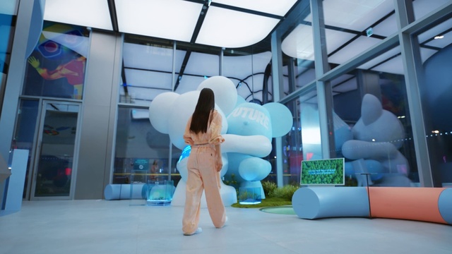 Video Reference: World, Leisure, Building, Fun, Recreation, Flooring, Electric blue, Event, Human leg, Fictional character