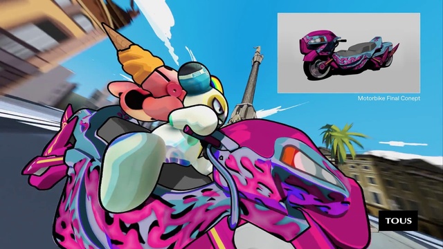 Video Reference: Cartoon, Pink, Art, Tire, Font, Magenta, Automotive tire, Graphics, Fictional character, Event