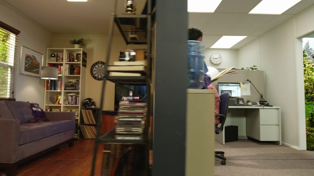 Video Reference: Furniture, Picture frame, Building, Bookcase, Shelf, Couch, Interior design, Lighting, Wood, Shelving