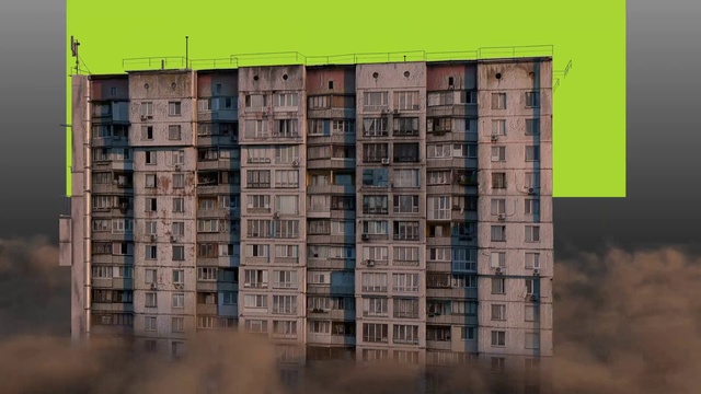 Video Reference: Building, Window, Rectangle, Urban design, Condominium, Tower block, Art, Material property, Font, Facade