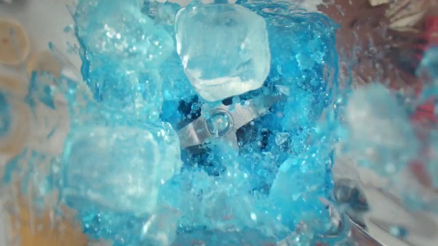 Video Reference: Water, Liquid, Blue, Azure, Ice cube, Fluid, Natural material, Aqua, Drinkware, Electric blue