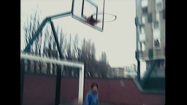 Video Reference: Property, Building, Window, Basketball hoop, Blue, Sky, Architecture, House, Wood, Facade