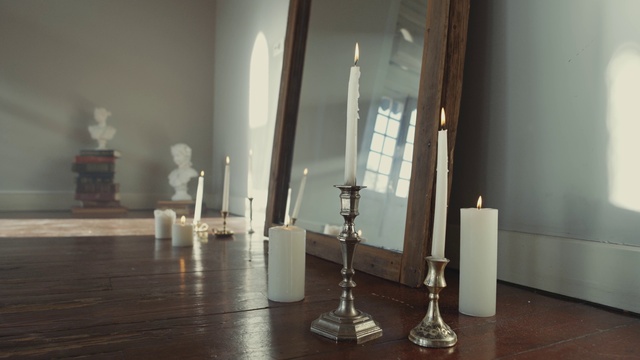 Video Reference: Candle, Wood, Candle holder, Table, Interior design, Flooring, Floor, Building, Hardwood, Art