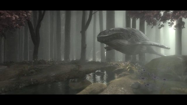 Video Reference: fog, forest, whale, creature, fantasy, mystical, stream, rocks, trees, mist, cinematic, nature, surreal, animal, dreamlike