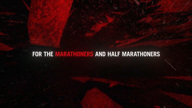 Video Reference: text, marathon, half marathon, sports, running, graphic background, title card, red, black, typography