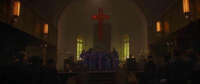 Video Reference: Religious item, Temple, Cross, Building, Event, Worship, Religious institute, Darkness, Medieval architecture, Arch