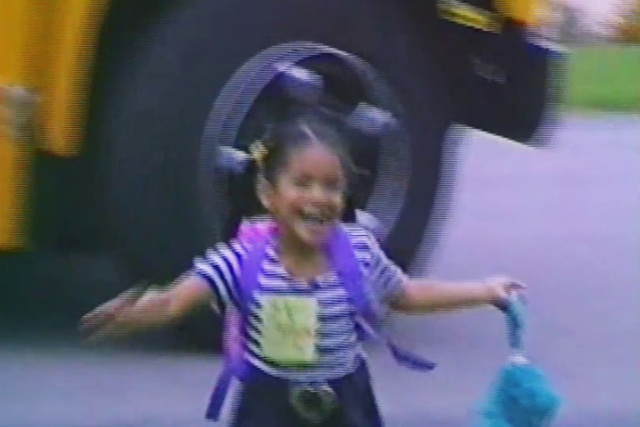 Video Reference: Purple, Smile, Happy, Violet, Fun, People, Leisure, Automotive tire, Electric blue, Toddler