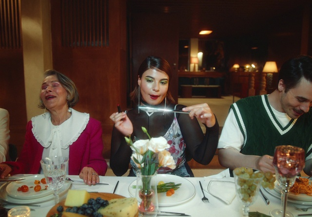Video Reference: Tableware, Table, Food, Plate, Dishware, Sharing, Cuisine, Smile, Chair, Dish