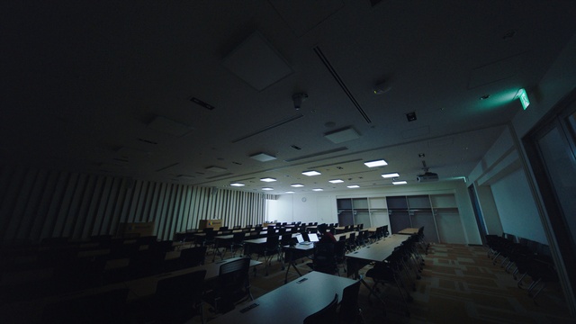 Video Reference: Sky, Chair, Hall, Event, Space, Tints and shades, Building, Darkness, Ceiling, Electricity