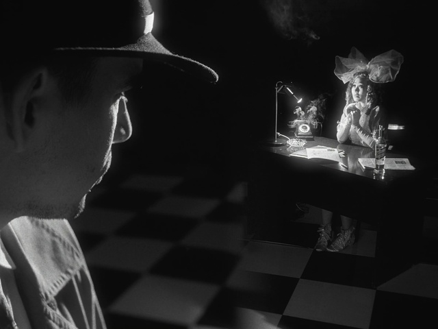 Video Reference: Light, Black, Flash photography, Black-and-white, Standing, Style, Entertainment, Eyewear, Midnight, Darkness