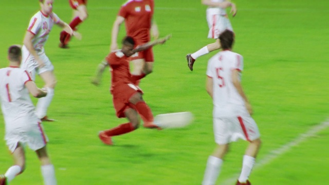 Video Reference: Shorts, Jersey, Player, Soccer ball, Grass, Sports uniform, Cleat, Football player, Ball game, Soccer player