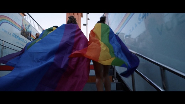 Video Reference: Sky, World, Flag, Tints and shades, Electric blue, Event, Magenta, Pole, Symmetry, Visual arts