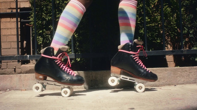 Video Reference: Footwear, Shoe, Sports equipment, Wheel, Leg, Light, Roller skates, Plant, Roller sport, Skateboard truck