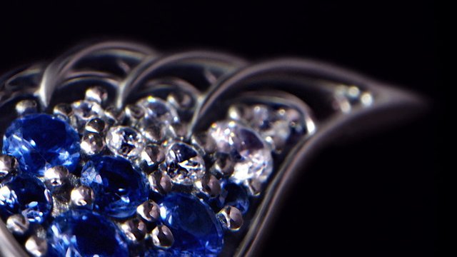 Video Reference: jewelry, gemstone, diamonds, sapphire, heart shape, macro, close-up, luxury, sparkle, blue, silver, ornament, fashion, accessory